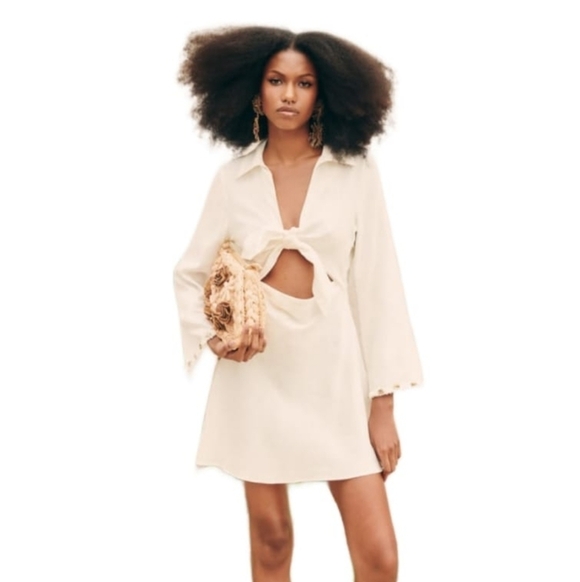 Zara Dresses & Skirts - COPY - ZARA LINEN BLEND KNOTTED SEASHELL DRESS ECRU | 7809/356 SIZE S